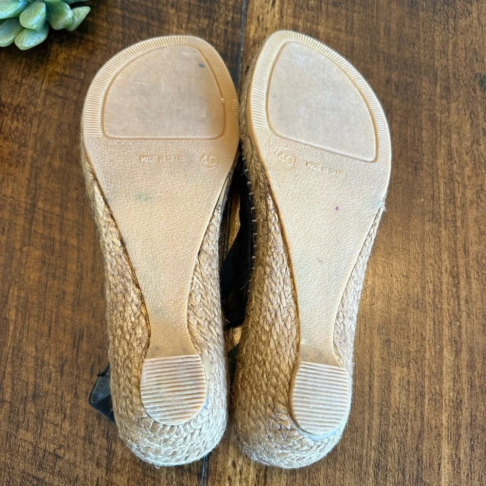 Eric Michael | Made in Spain Black Slingback Kitten Heel Espadrille Shoes